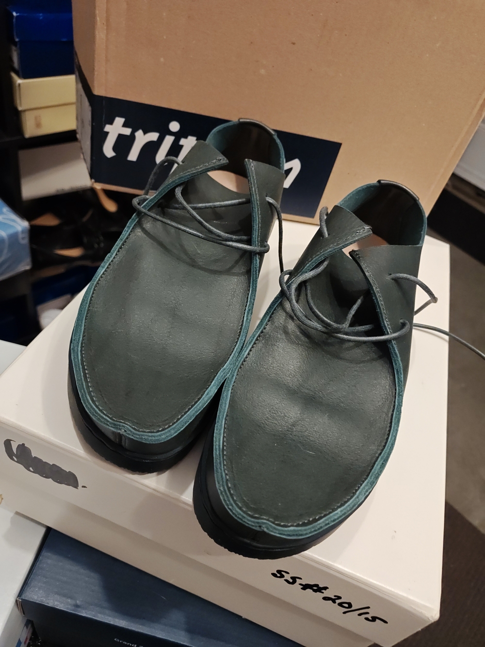 Classic Trippen Leather Lace-Up Shoes in Dark Green 39 - Picture 11 of 15